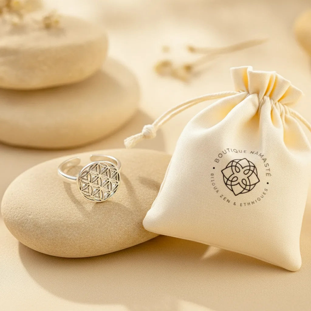 Bague Fleur de Vie Ajustable Harmonie Universelle