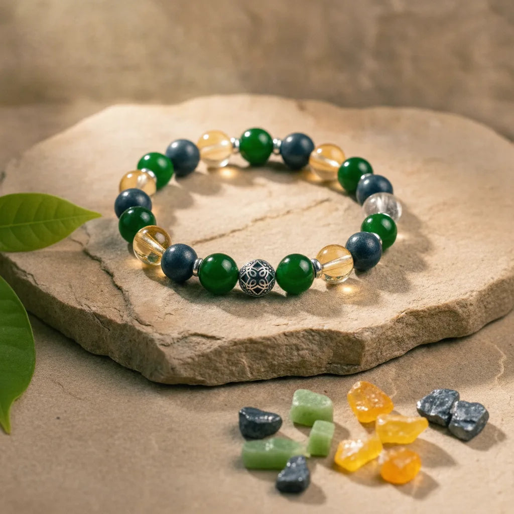Bracelet Abondance Citrine Jade Pyrite