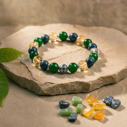 Bracelet Abondance Citrine Jade Pyrite