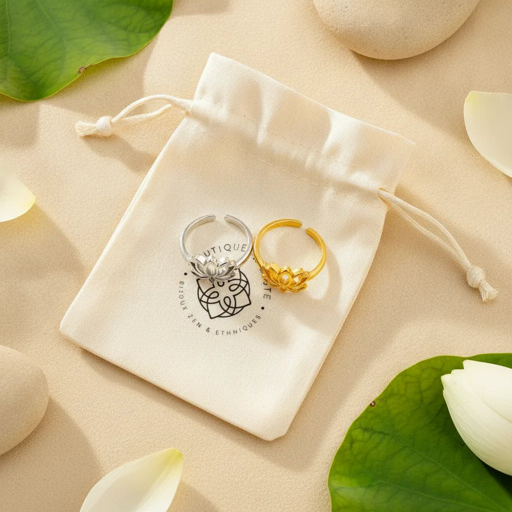Bague Lotus Ajustable - Symbole de Sérénité