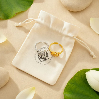 Bague Lotus Ajustable - Symbole de Sérénité