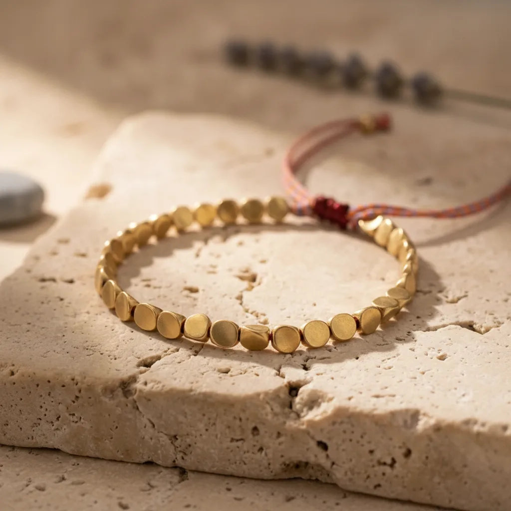 Bracelet Bouclier Tibétain Cuivre Ajustable