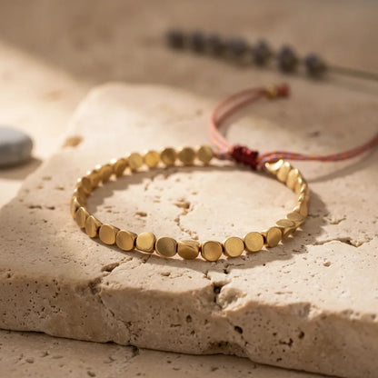 Bracelet Bouclier Tibétain Cuivre Ajustable