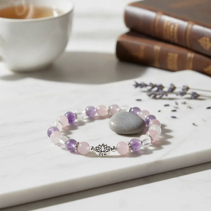 Bracelet Maman Zen : Améthyste, Pierre de Lune, Aventurine