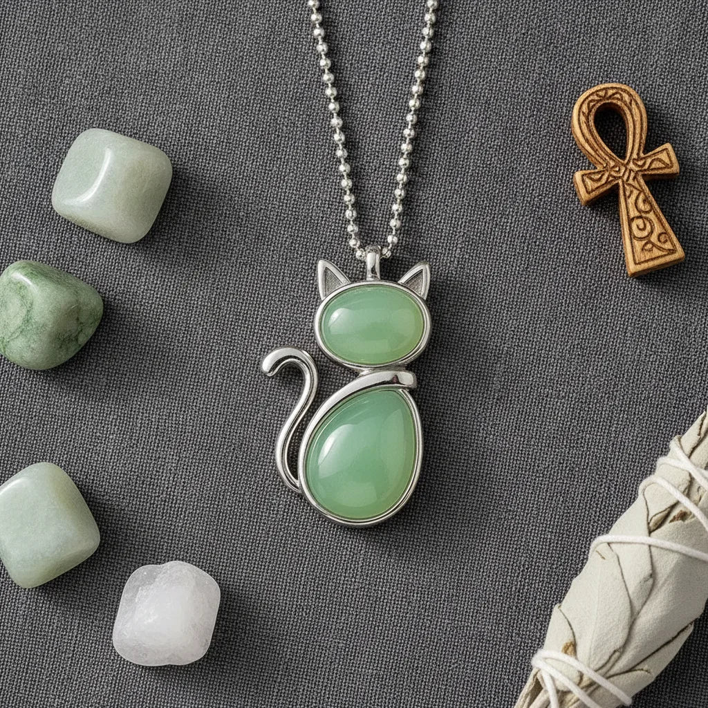 Pendentif Chat Pierres Naturelles : Joie & Intuition