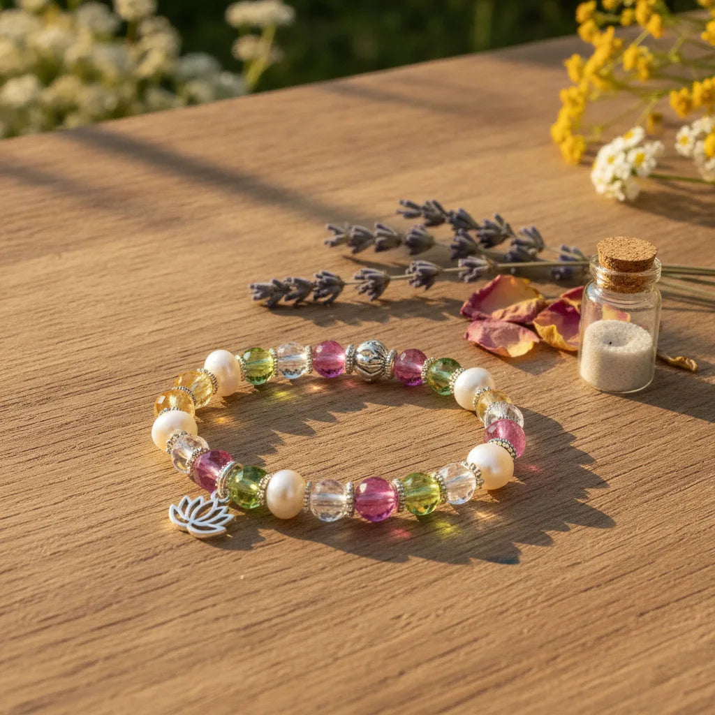 Bracelet Énergies de l'Été - Aigue-Marine, Citrine, Pierre de Lune