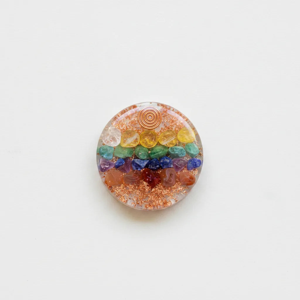 Pendentif Orgonite 7 Chakras Rond - Équilibre Énergétique