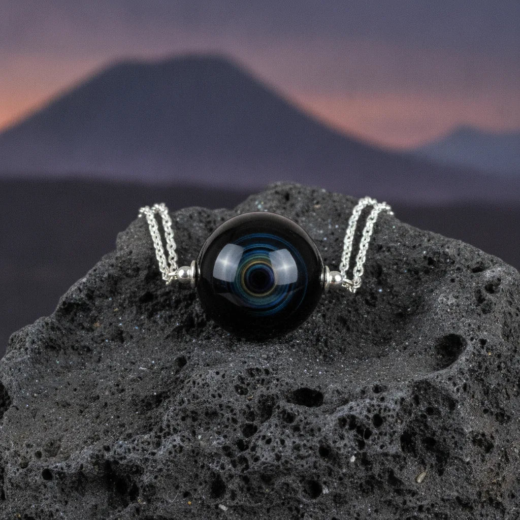Pendentif Sphère Obsidienne Œil Céleste - Protection Énergétique