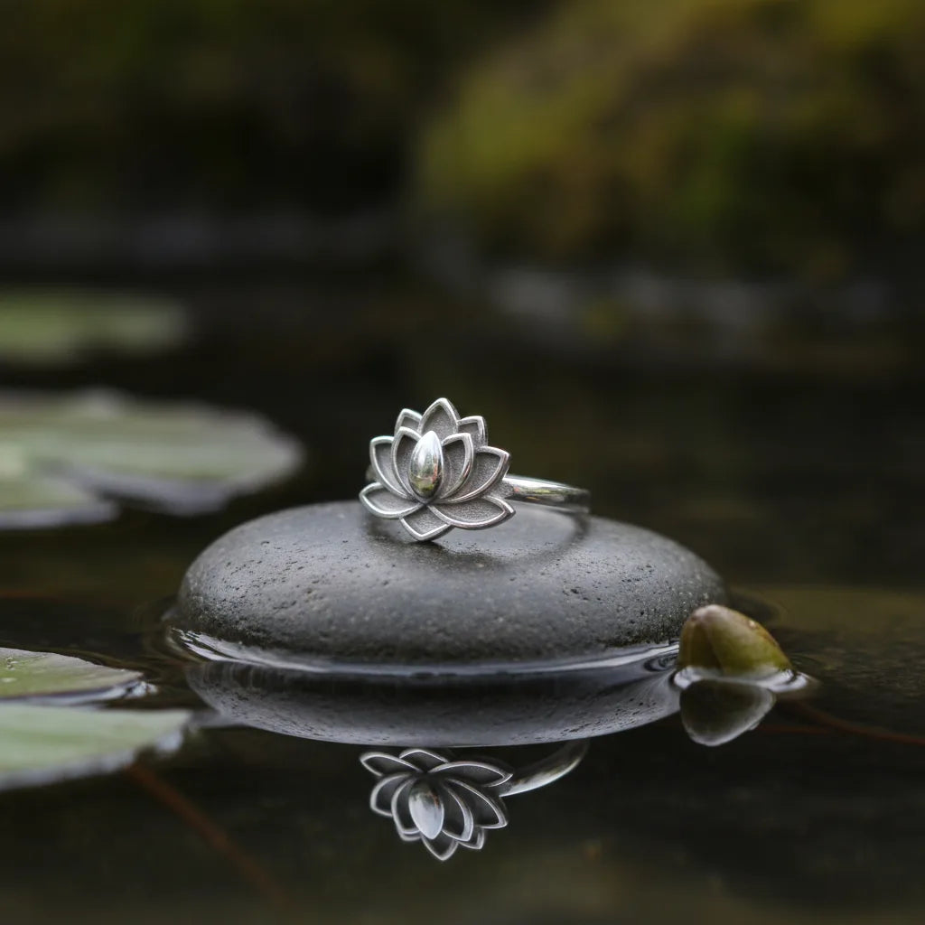 Bague Lotus Ajustable - Symbole de Sérénité