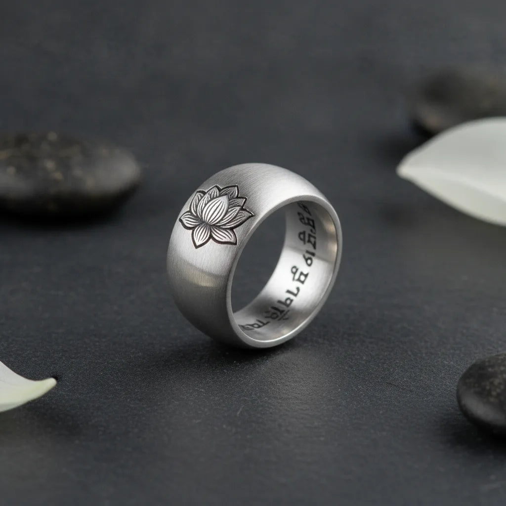 Bague Mantra Secret Fleur de Lotus Cuivre Antique