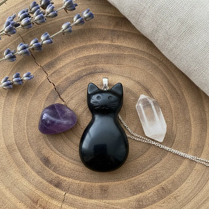 Pendentif Chat Pierres Naturelles : Joie & Intuition