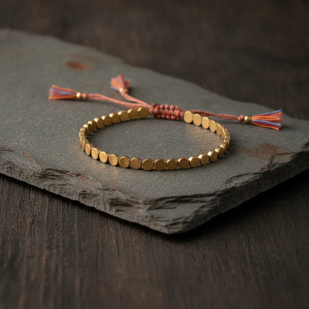 Bracelet Bouclier Tibétain Cuivre Ajustable