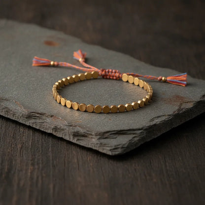 Bracelet Bouclier Tibétain Cuivre Ajustable