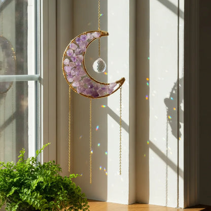 Capteur de Soleil Lune Enchantée - Améthyste, Aventurine ou Opaline