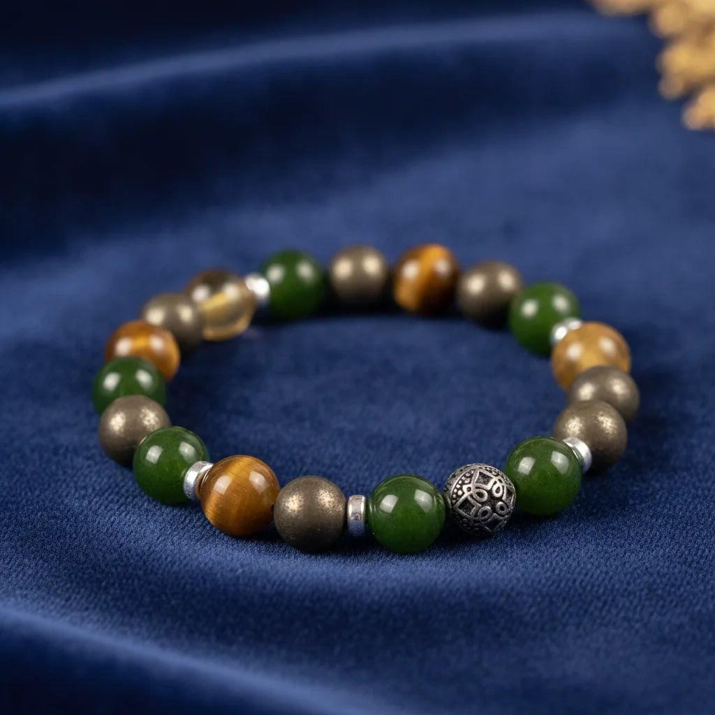 Bracelet Abondance Citrine Jade Pyrite