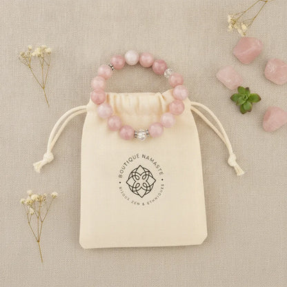 Bracelet Amour Inconditionnel : Quartz Rose, Rhodochrosite, Améthyste