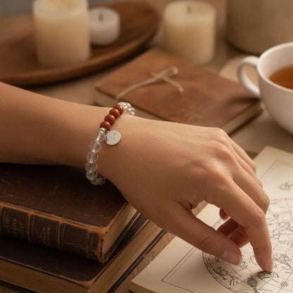Bracelet Astrologique Personnalisé - Votre Signe & Cristal de Roche