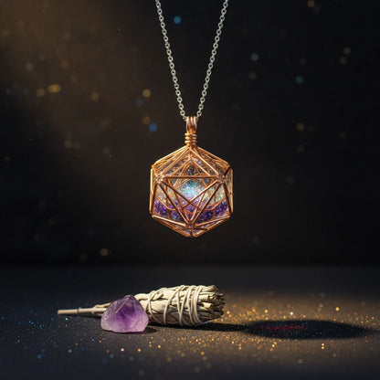 Pendentif Orgonite Cube de Métatron Turquoise