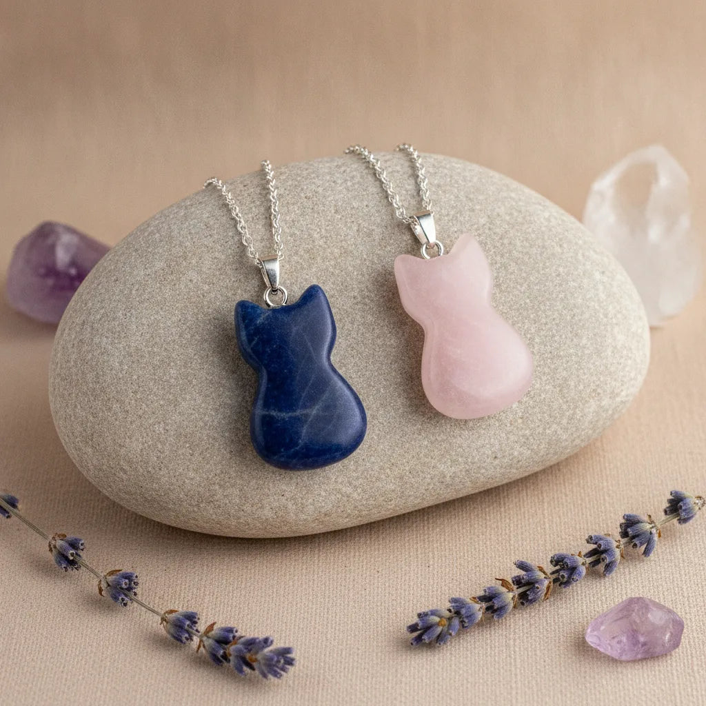 Pendentif Chat Pierres Naturelles : Joie & Intuition