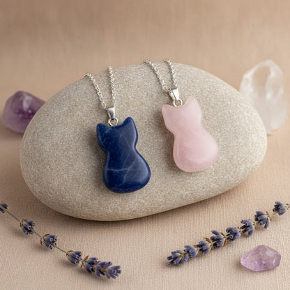 Pendentif Chat Pierres Naturelles : Joie & Intuition