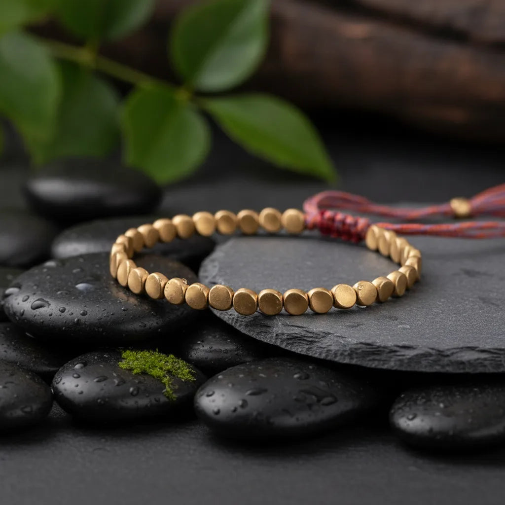 Bracelet Bouclier Tibétain Cuivre Ajustable