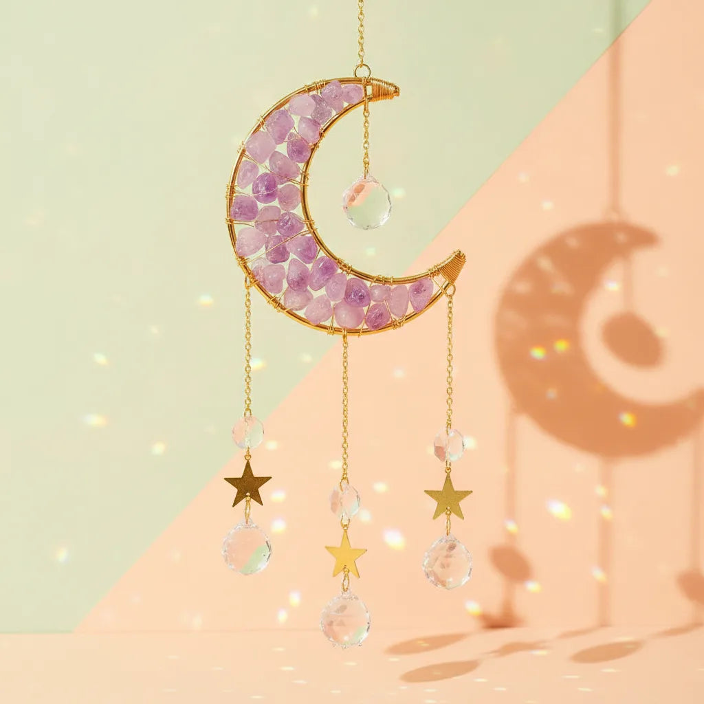 Capteur de Soleil Lune Enchantée - Améthyste, Aventurine ou Opaline