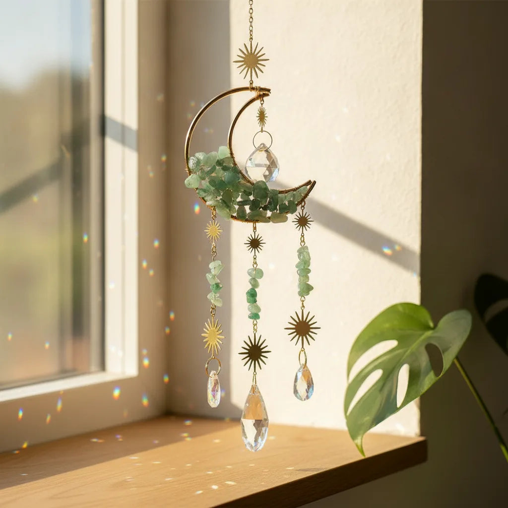 Capteur de Soleil Lune Enchantée - Améthyste, Aventurine ou Opaline