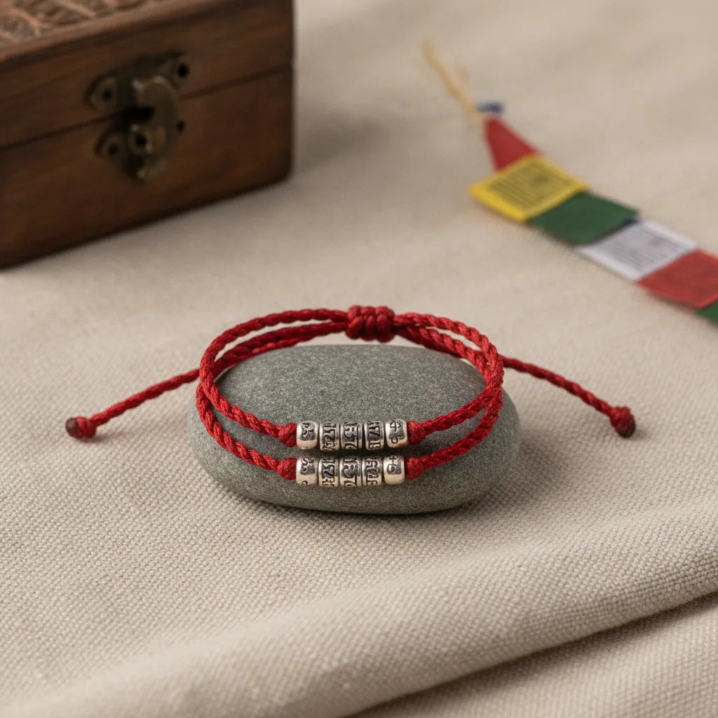 Bracelet Ma Bonne Étoile : Vœux & Mantra Tibétain Argent 925