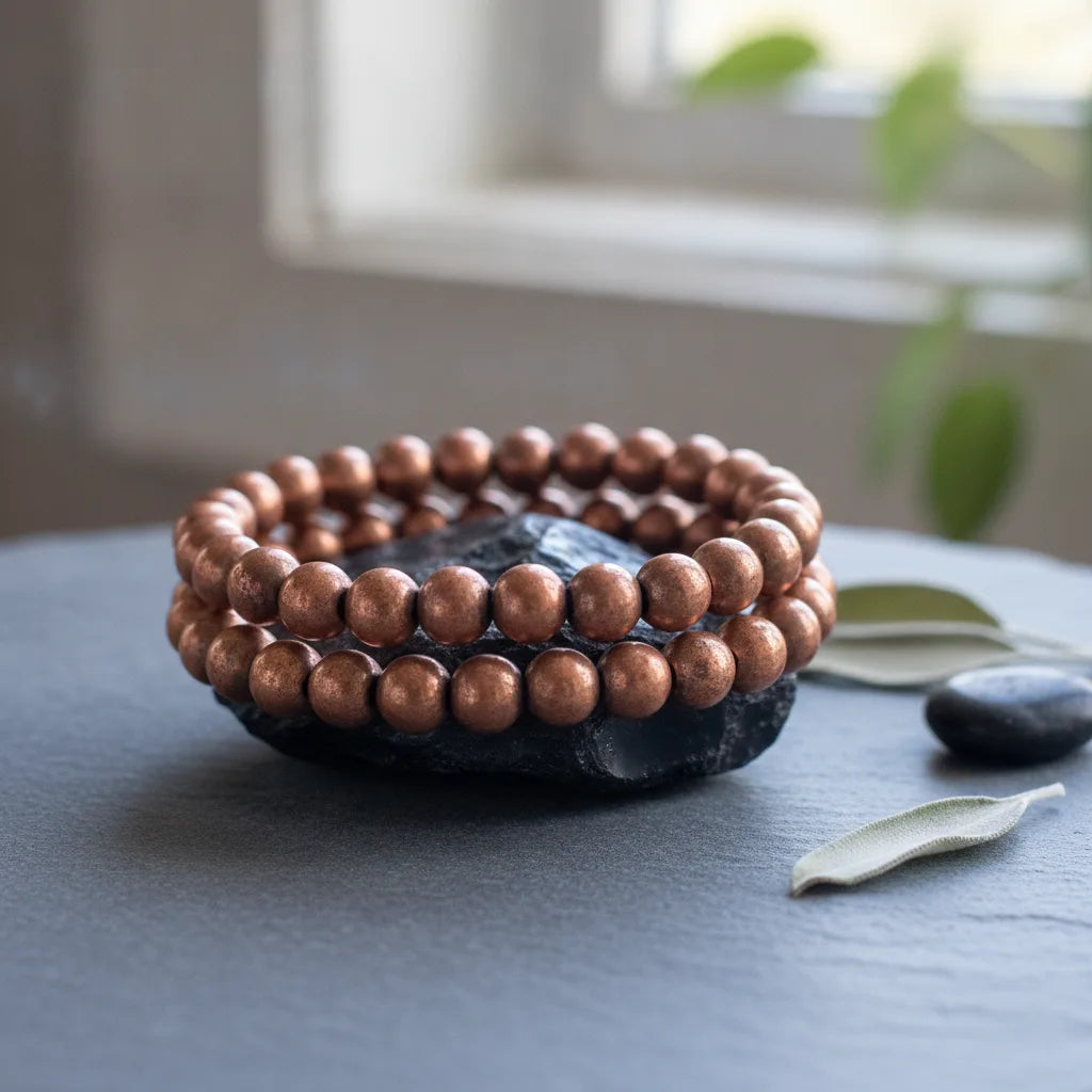Bracelet Bouclier Tibétain Cuivre Ajustable