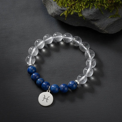 Bracelet Astrologique Personnalisé - Votre Signe & Cristal de Roche